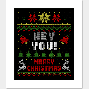 Hey You Merry Christmas Ugly Sweater Style Posters and Art